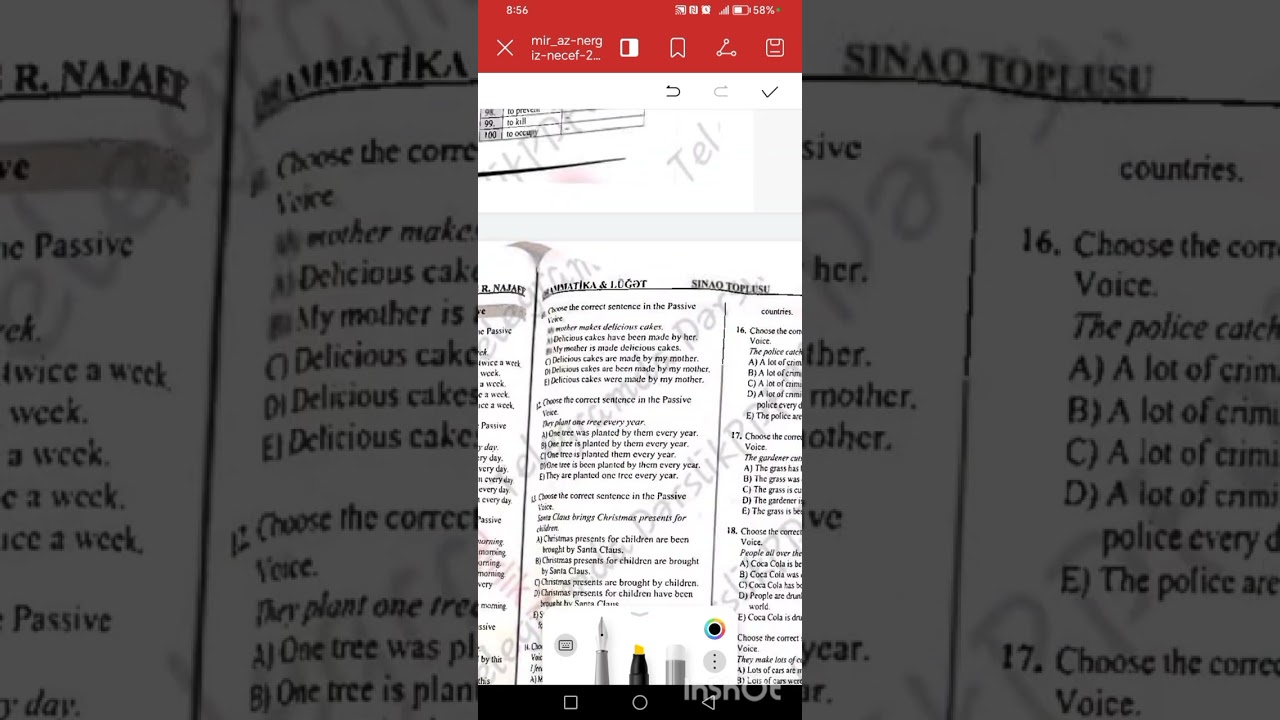 Nərgiz Nəcəf 250 sınaq toplusu sınaq 133 passive voice izahı