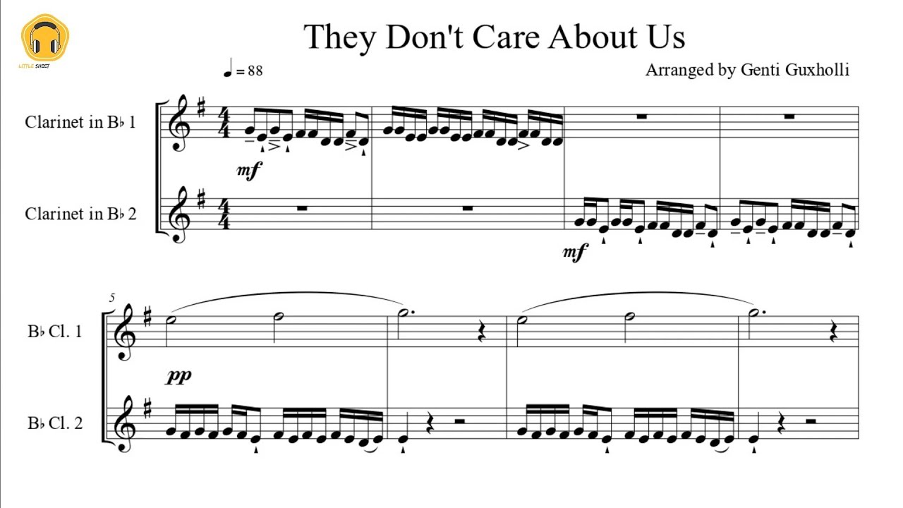 They Don't Care About Us by Michael Jackson (Clarinet Duet/Sheets)