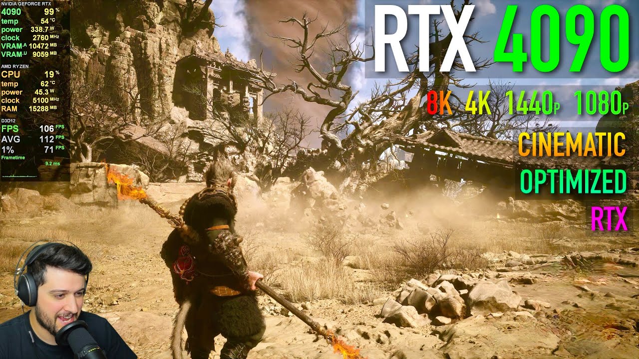 RTX 4090 в Black Myth: Wukong! (MAX, Optimized, RT, 4 разрешения)