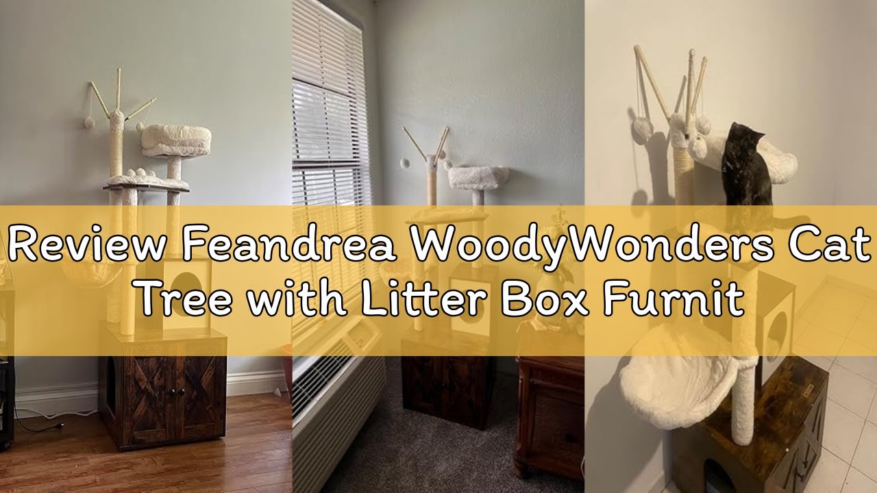 Review Feandrea WoodyWonders Cat Tree with Litter Box Furniture Hidden Enclosure, 2-in-1 Modern Towe