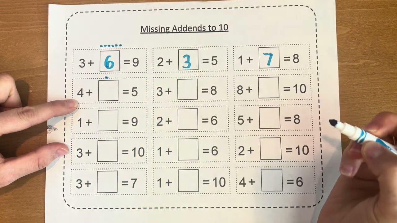 How to find missing addends to 10 for kids!