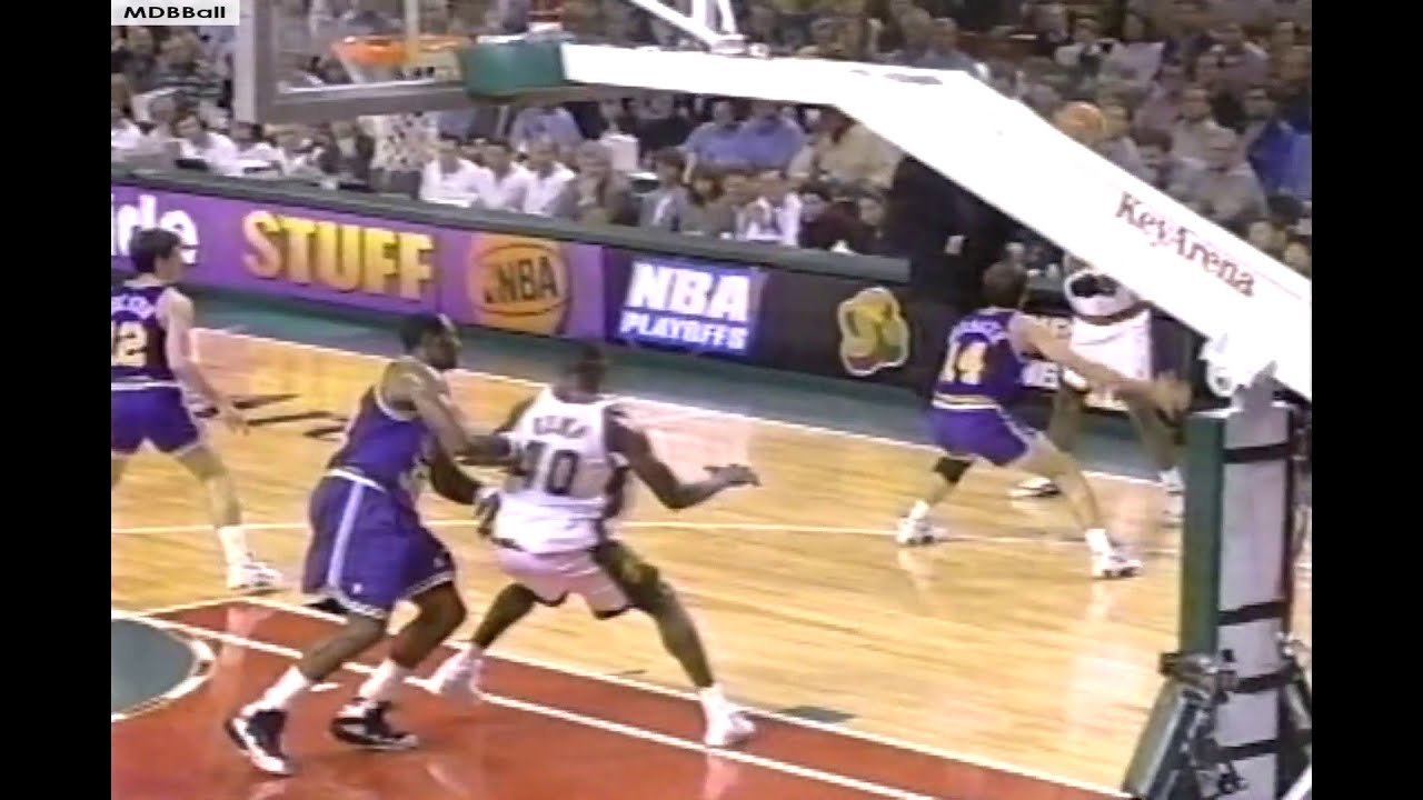 NBA On NBC - Karl Malone & Jeff Hornacek Battle Shawn Kemp & Gary Payton In Seattle 1996 WCF G5
