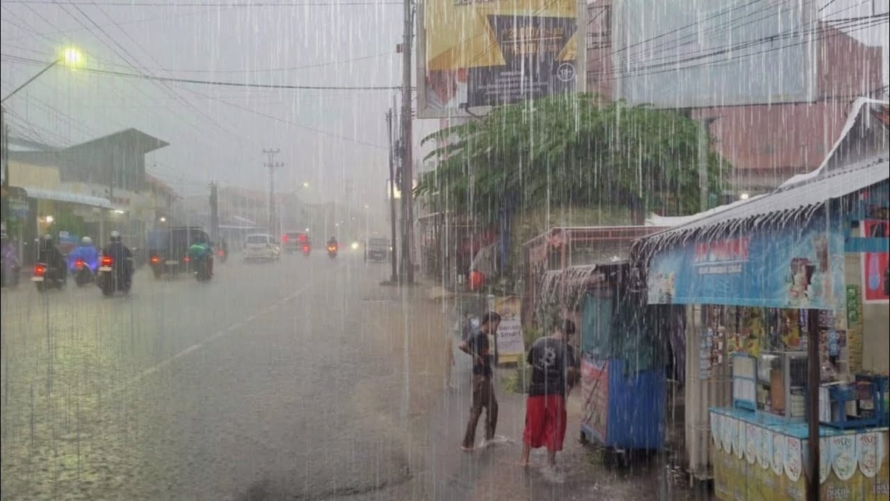 Super heavy rain and strong winds in my village | Rain Sound Therapy Makes Sleep More Comfortable