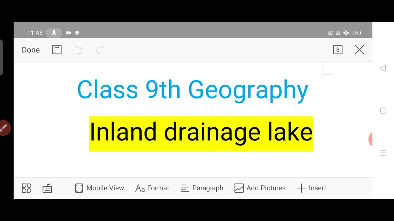 Class 9th.... Geography/ Inland drainage lake