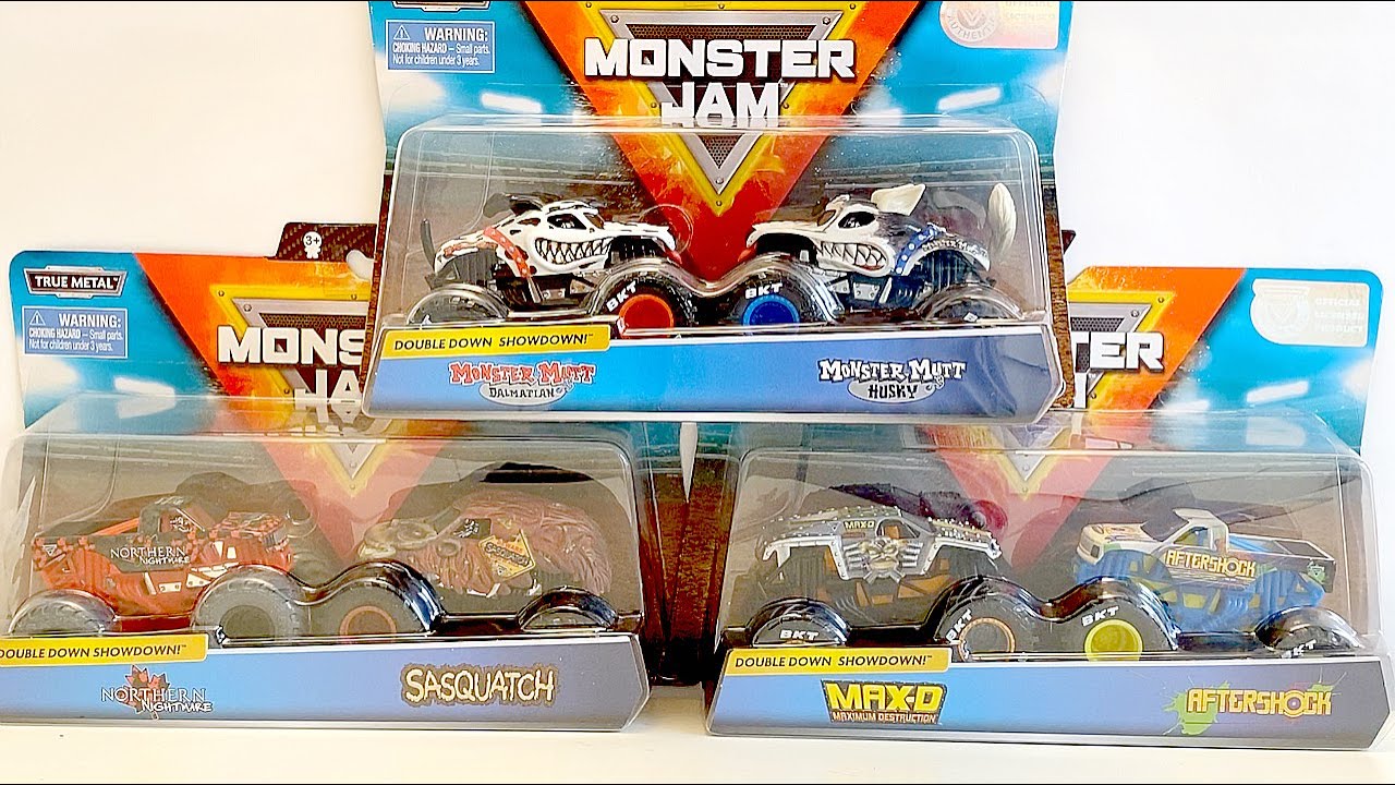 MONSTER JAM | MONSTER TRUCKS | MONSTER MUTT | SPIN MASTER | DOUBLE DOWN SHOWDOWN | 2 PACK TRUCKS