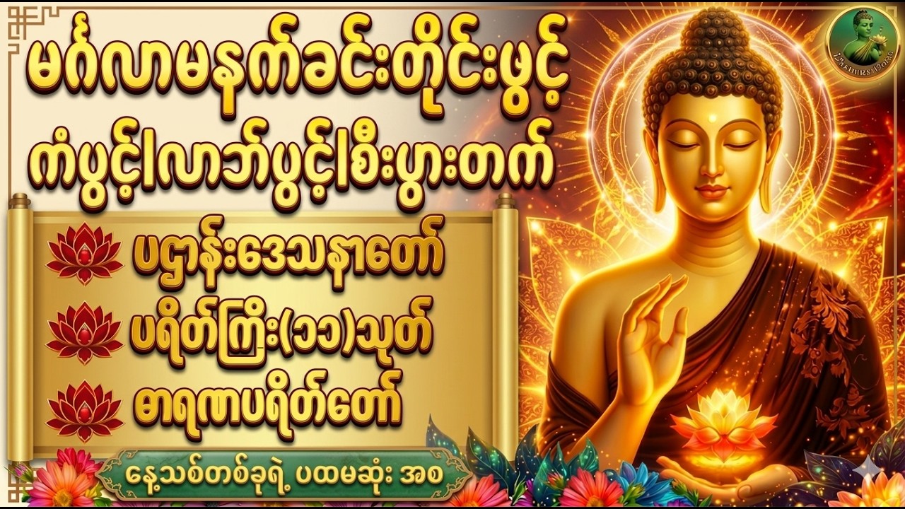 🌷🙏🌷နံနက်ခင်းမှစ ကံပွင့်လာဘ်ပွင့် စီးပွားတက်စေရန် ပဋ္ဌာန်းပါဠိ၊ ပရိတ်ကြီး၊ မဟာသမယသုတ် တရားတော်များ🙏🌷🙏
