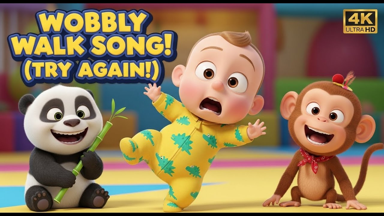 Wobbly Walk Wonders! Baby's First Steps Song | Fun Kids Cartoon for Toddlers