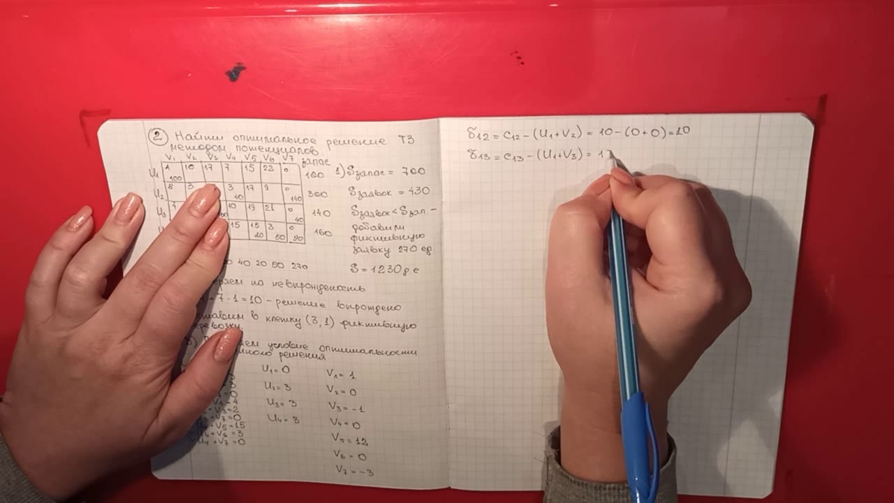 Транспортная задача. Метод потенциалов. Пример 2.