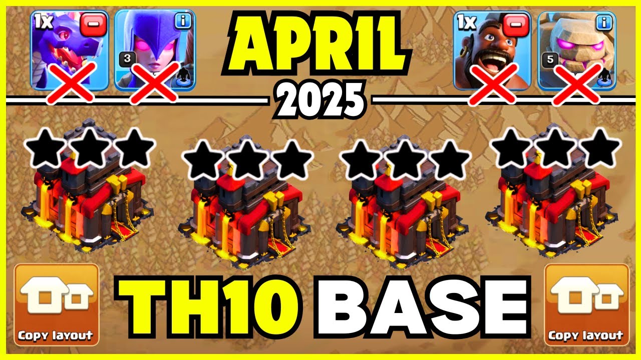 (TOP 20) NEW BEST TH10 WAR BASE NEVER 3 STAR + LINK 2025 || TH10 CWL BASE LINK 2025 CLASH OF CLANS