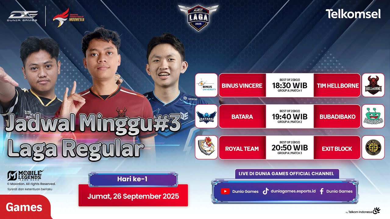 🔴DUNIA GAMES LAGA 2025 MLBB : LAGA REGULAR - WEEK 3 DAY 1