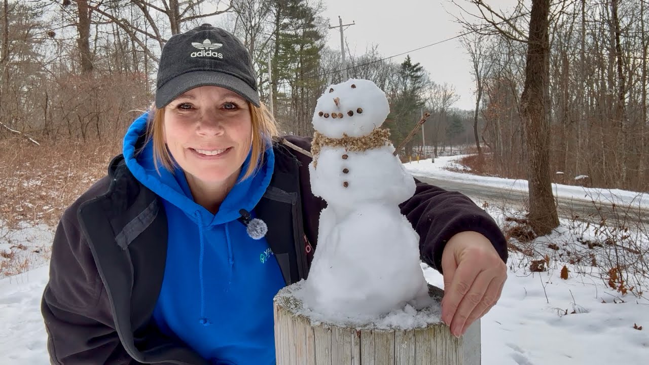 I made a snowman on the trail • Winter Walk in New England for Weight Loss