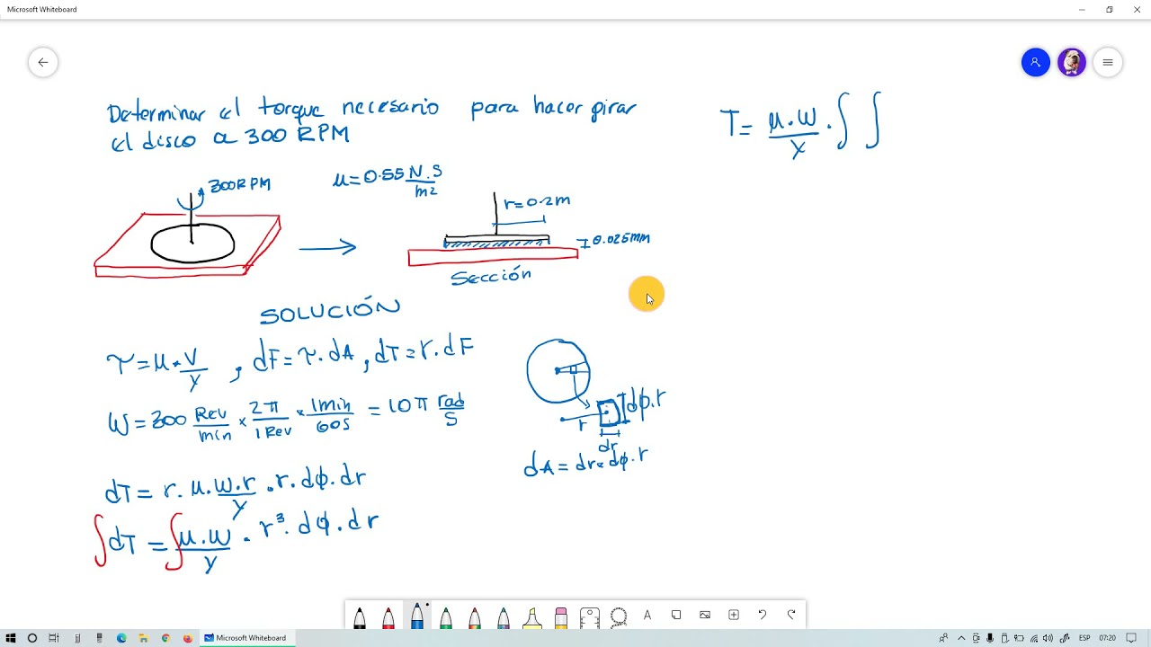 Mecánica de fluidos: Viscosidad | Desarrollo de ejercicio de viscosidad con disco girando