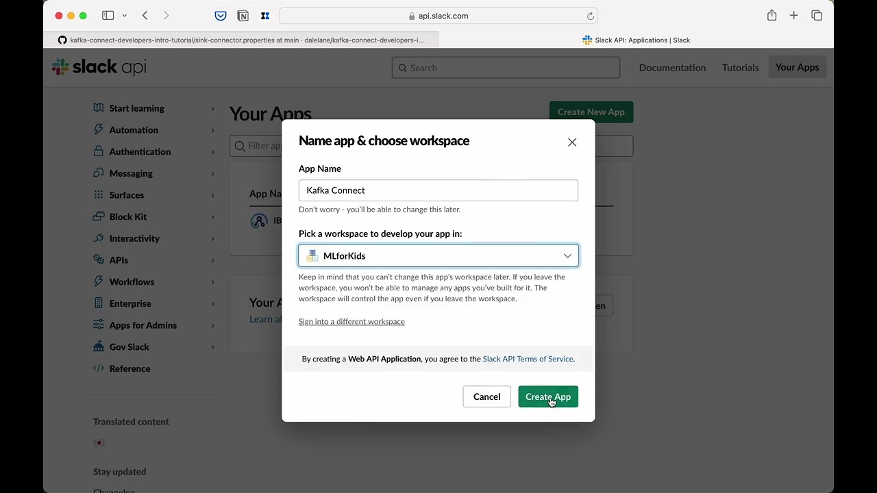 Creating a Slack token for your Kafka Connect connector