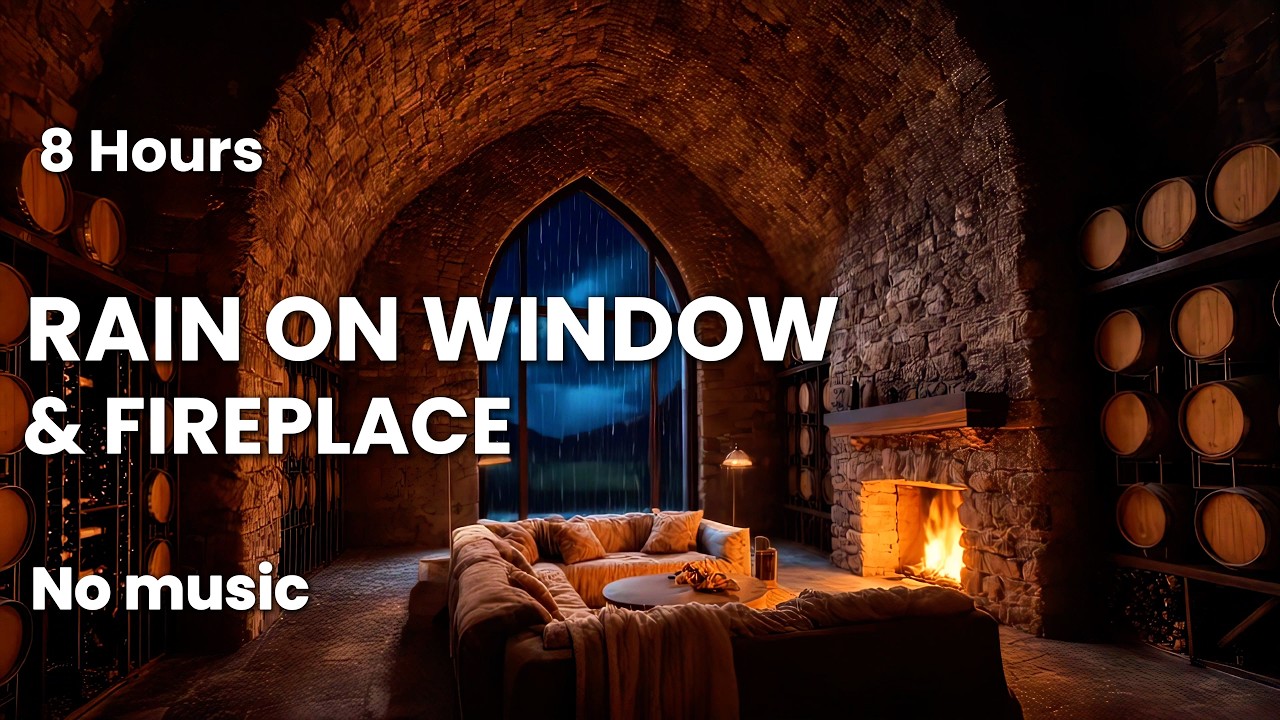 8 Hours Rain on Window & Fireplace Sounds 🔥🌧️ | Cozy Night Ambience for Sleep (No Music)