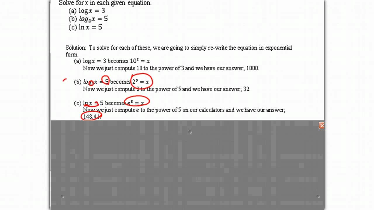 Solving Logarithmic Equations