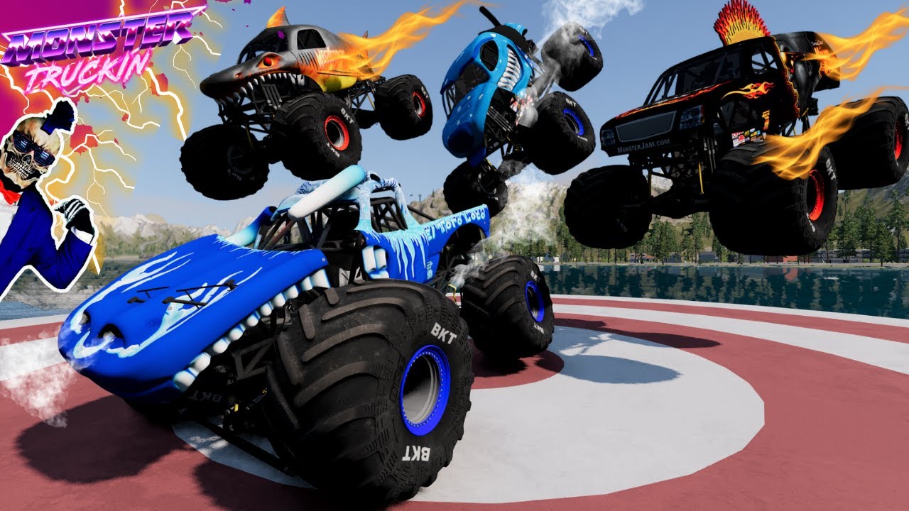 Monster Jam INSANE Racing, Freestyle and Crashes #2 | BeamNG Drive | Steel Titans
