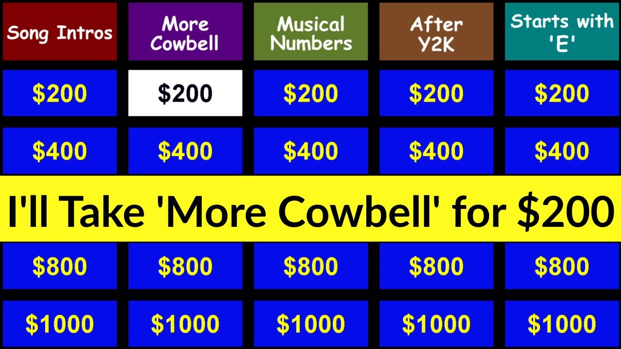 Guess the Song Jeopardy Style | Quiz #13