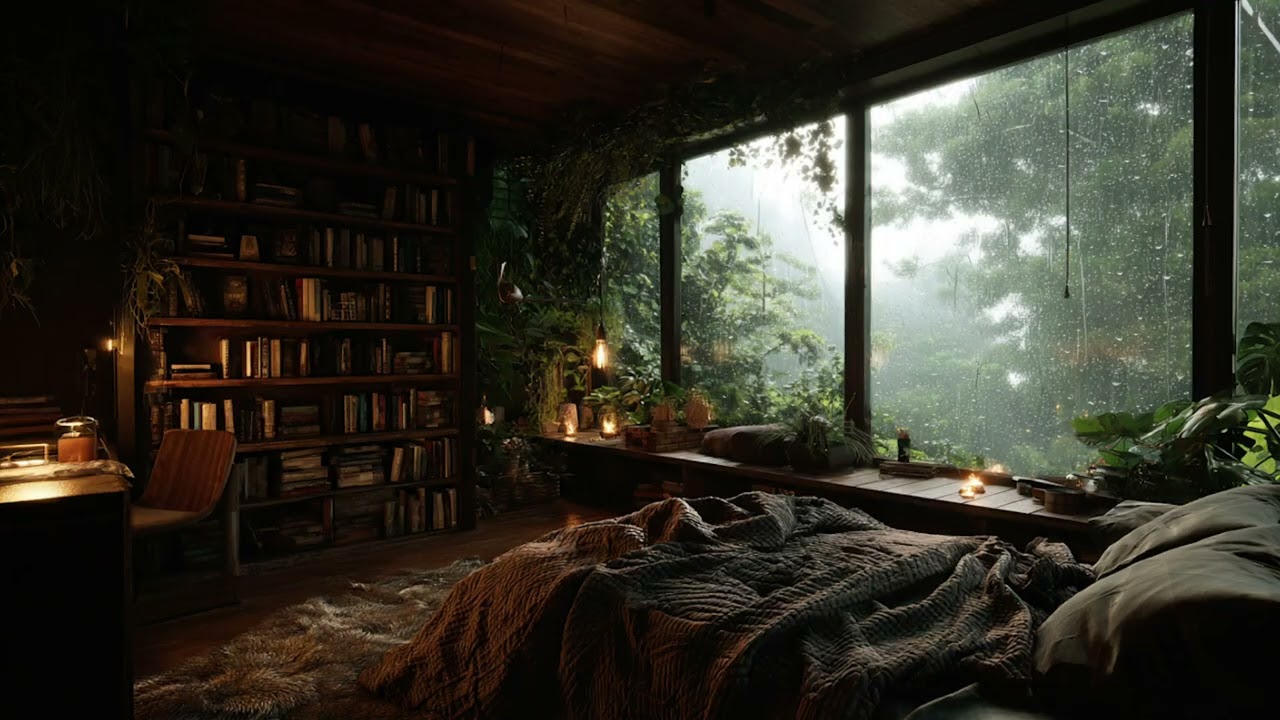 Relaxing with Annie in a High-Rise Glass Apartment | City Thunderstorm, Luxury Storm Ambience