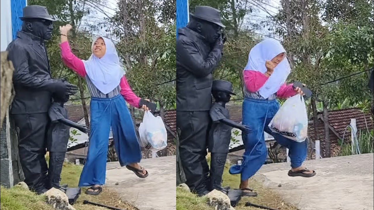 tangan-tangan usil..!! Prank manusia patung..!!!