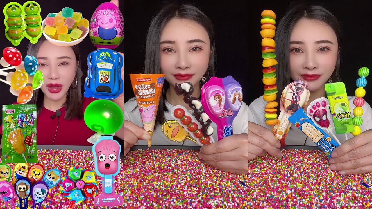 ASMR Candy 🍬 Princess Toys 👑 Funny Glasses 🤓 Fruit Jelly 🍇 Strawberry Treats 🍓 EP499