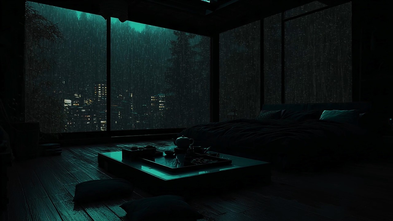 Calming Forest Rain (No Ads) 🌧 | Dark Bedroom Ambience for Deep Sleep & Relaxation