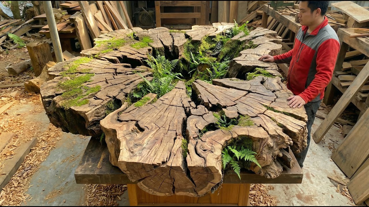 A Breakthrough Epoxy Table — An Entire Surreal World Forged from Rotten Wood and Nature
