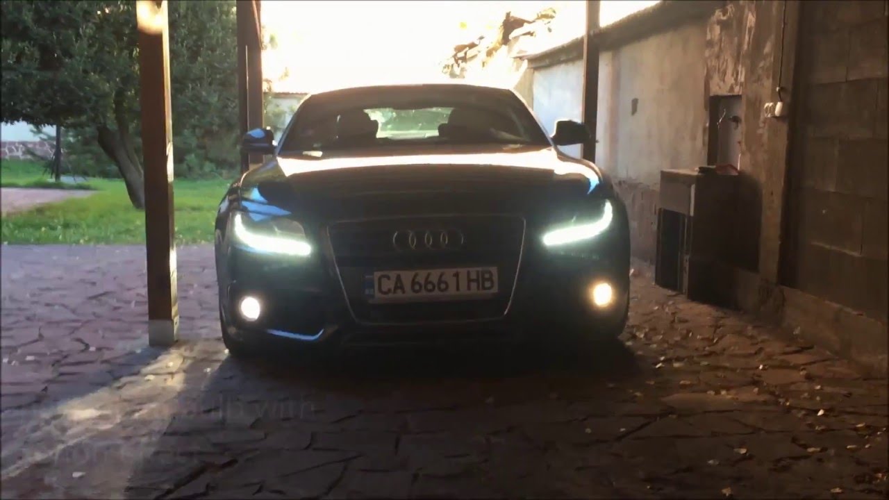 How to change the fog lights of Audi A5 Coupe / Sportback and A4 B8 with white xenon match bulbs