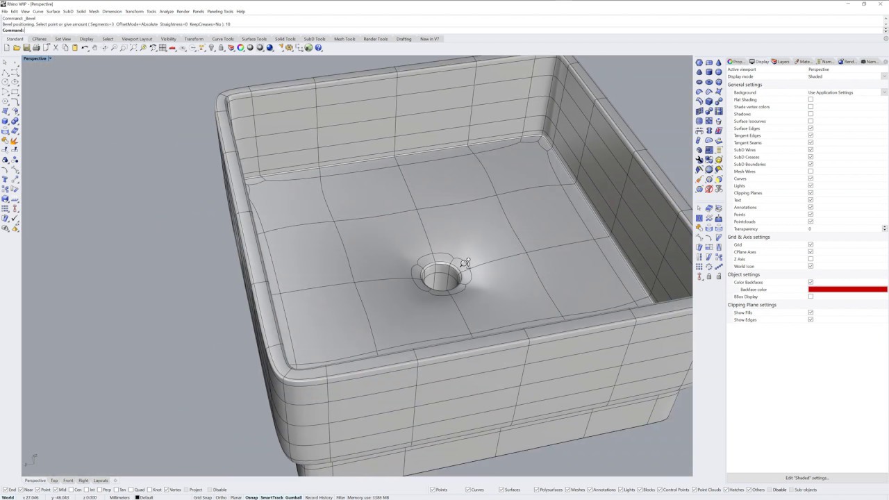 Моделирование мойки SubD с помощью Rhino 7 WIP