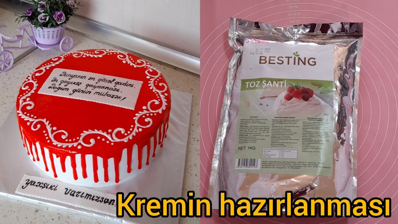 📢Cake Dekorasiya Jele ilə tortun bəzədilməsi🎂Şanti kremin hazırlanması 🧁