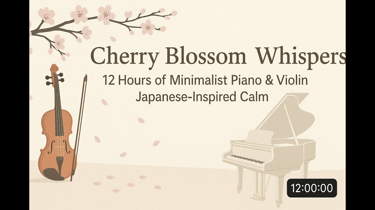 Cherry Blossom Whispers – 12 Hours of Minimalist Piano & Violin for Calm & Focus