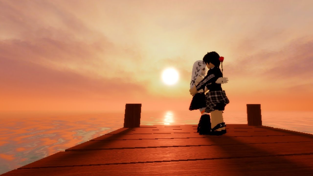 Романтическая анимационная сцена, прекрасный закат #anime #animeedit #roblox #robloxedit