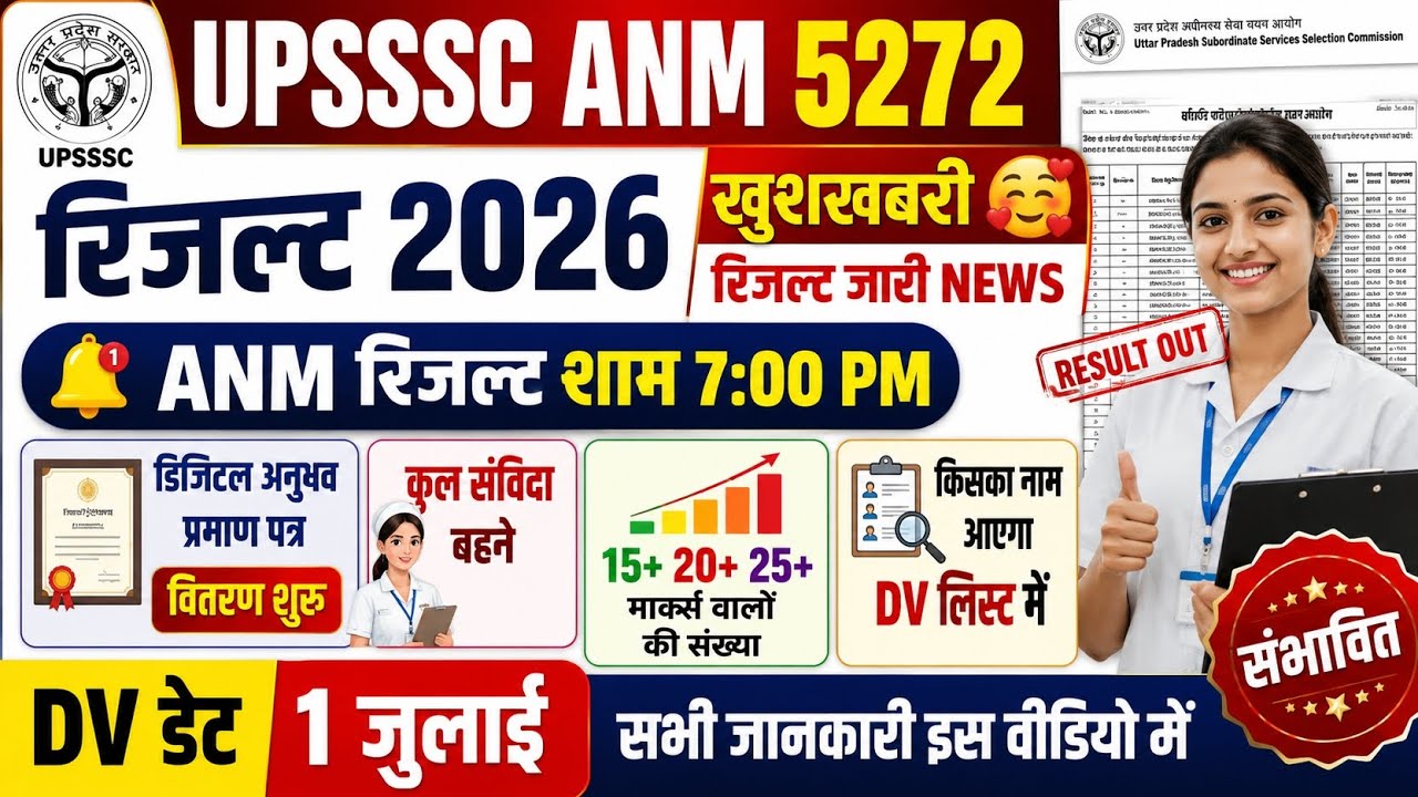 UP ANM RESULT 2026 | UPSSSC ANM LATEST NEWS TODAY | ANM 5272 LATEST NEWS | UP ANM 5272 LATEST NEWS 