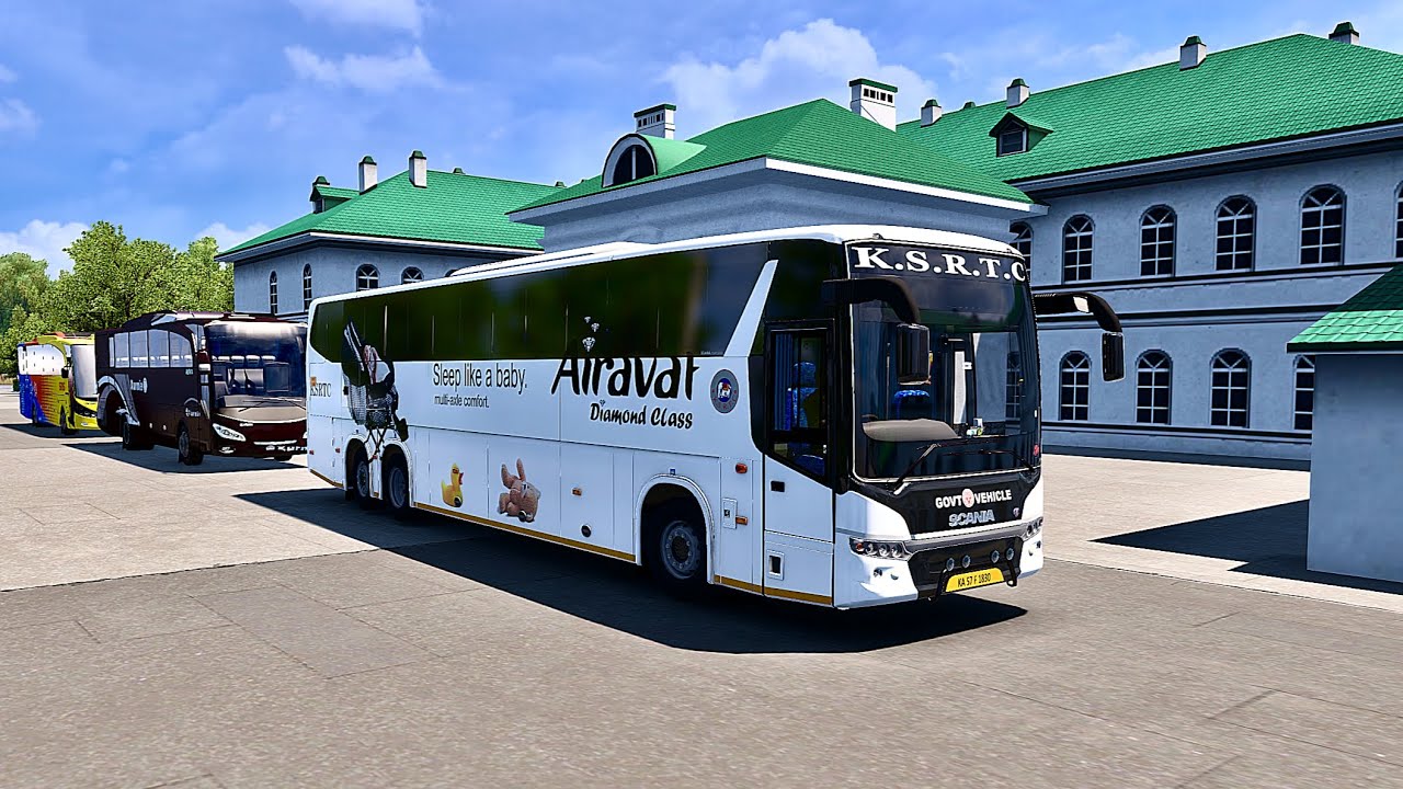 Driving K.S.R.T.C. Scania multi axle bus. Euro Truck Simulator 2