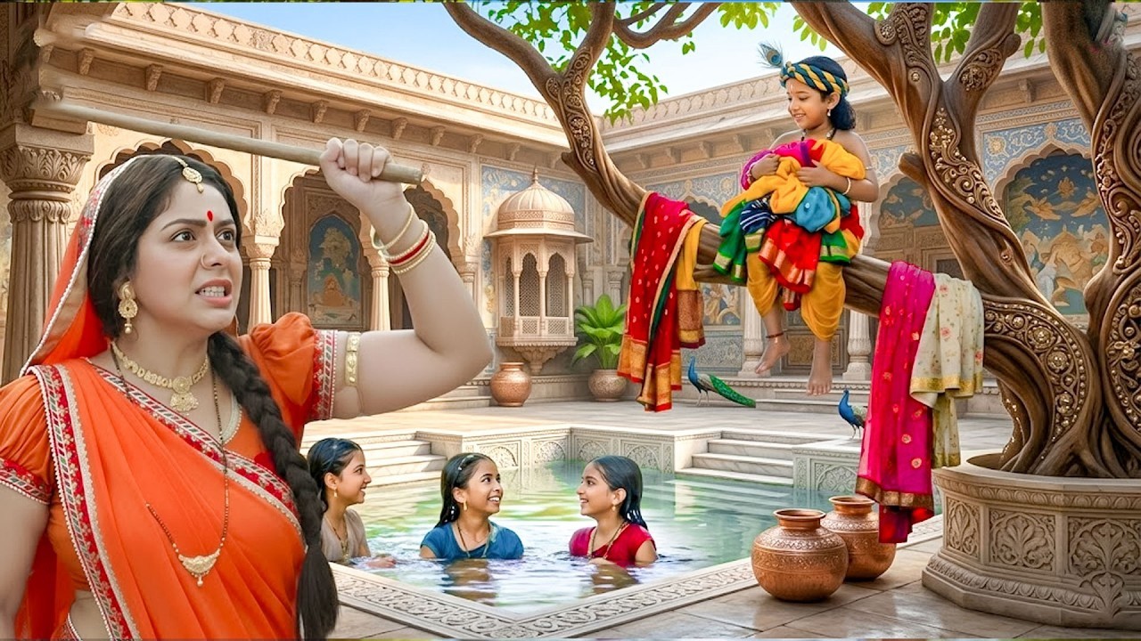 नदी में नहा रही गोपियों के वस्त्र लेके भागे बाल कान्हा यशोमती मईया के नंदलाला Krishan leela