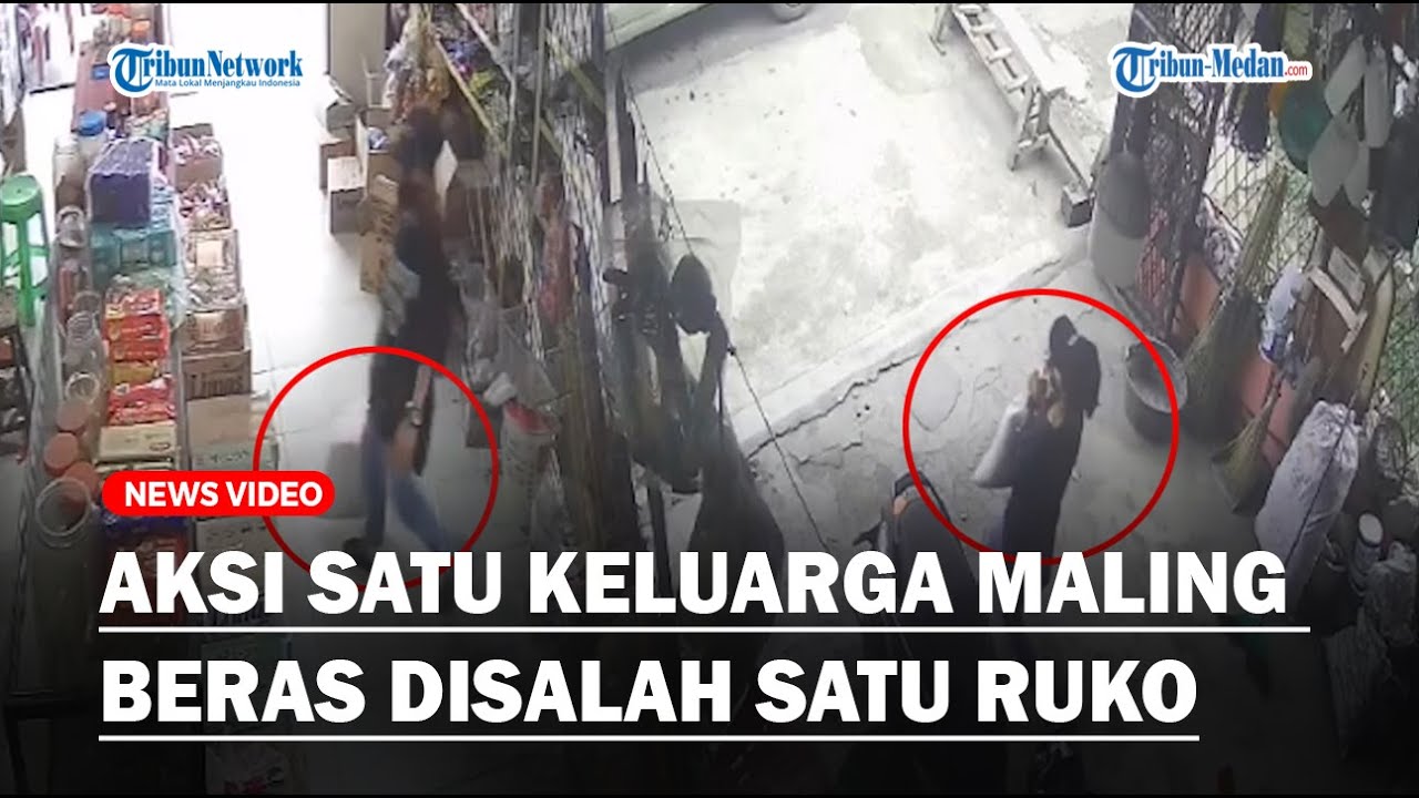 Modus Tanya Harga, Aksi Satu Keluarga Terekam CCTV Maling Beras Disalah Satu Ruko Tebingtinggi