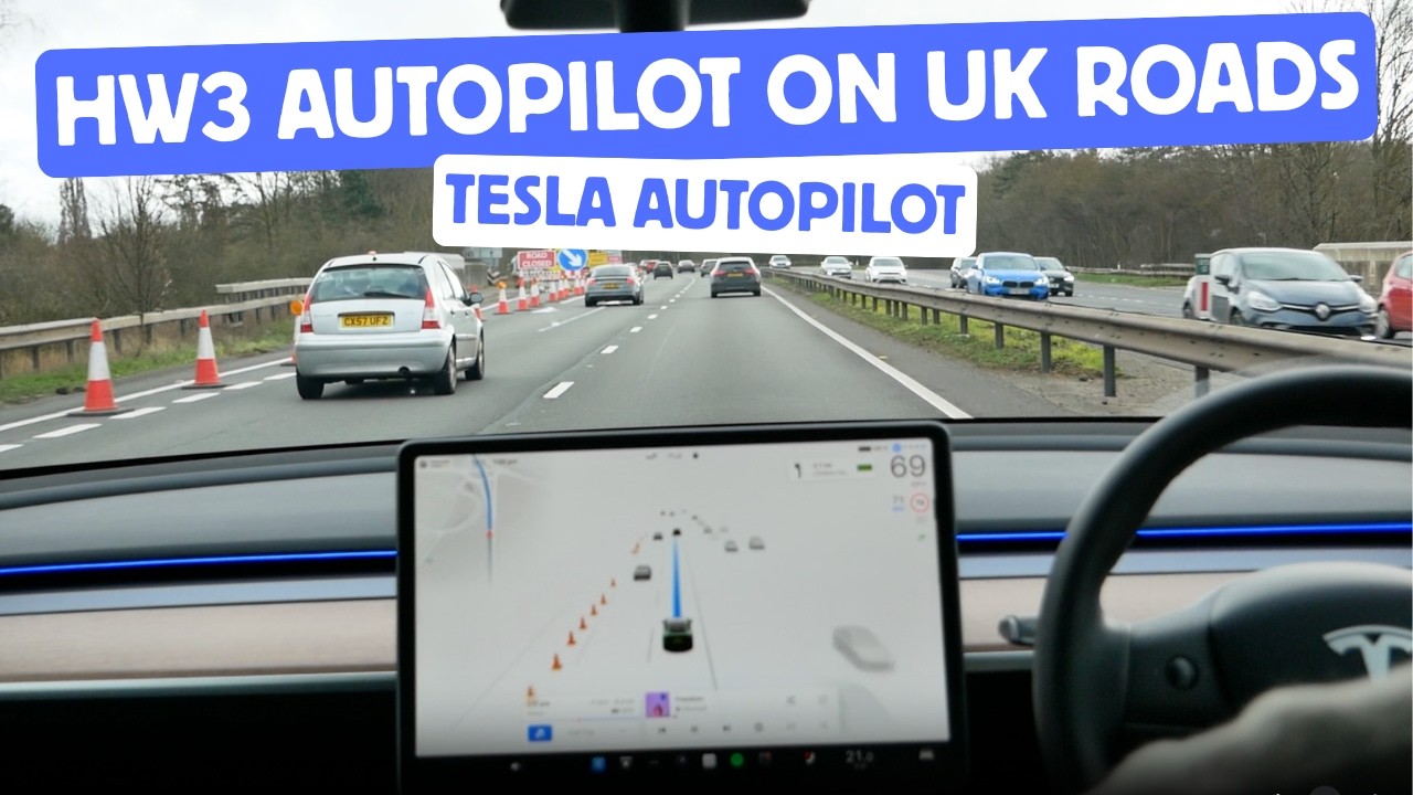 Использование автопилота Tesla на двухполосной автомагистрали в Великобритании: 11-минутная поезд...