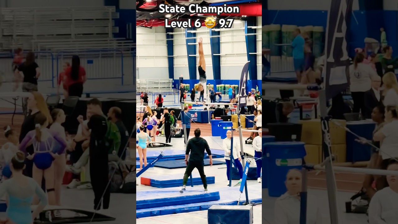Level 6 Bars State Champion🥇9.7 #gymnast #gymnastics #fun #unevenbars #gymlife #usagymnastics