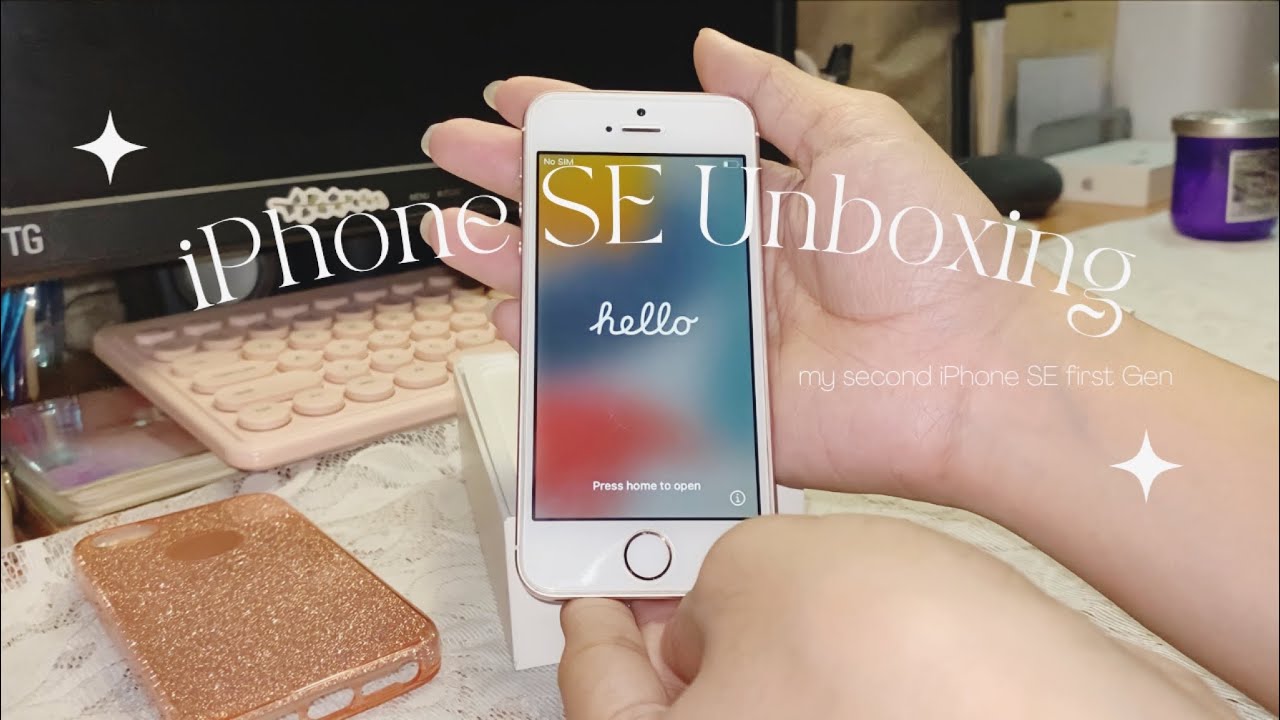 🍓Aesthetic iPhone SE Unboxing 2023 + iPhone Set up First Gen & Free Pink Cute Case 🍒| hel frae