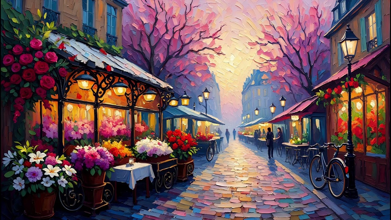4K Frame TV Art No Music | French Flower Market Morning | 1-Hour Ambient Screensaver