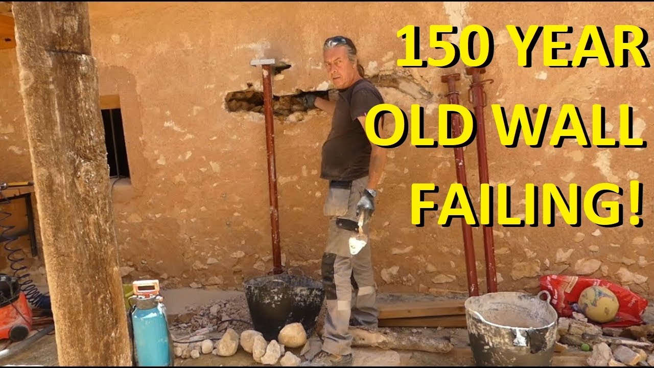 Repairing a failing 150 year old stone wall - Spanish Finca renovation