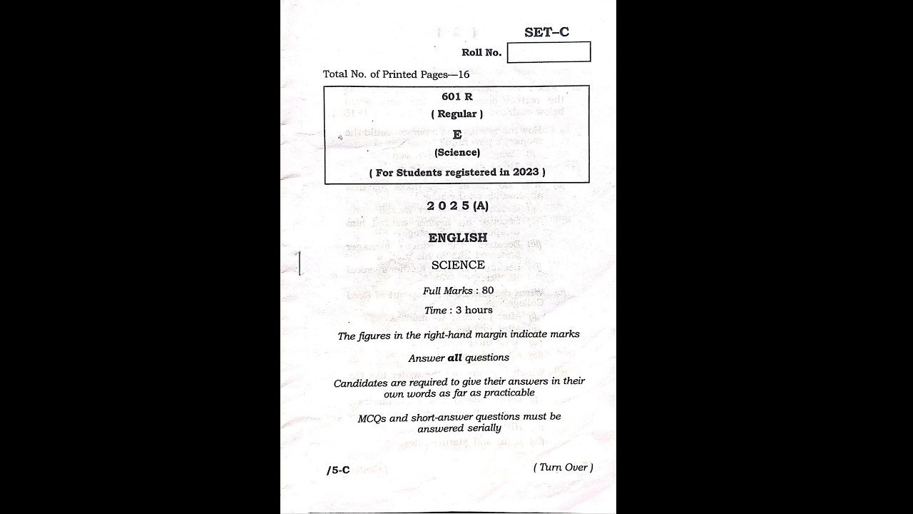 2025 ( English )+2 2nd year CHSC odisha board exam question paper