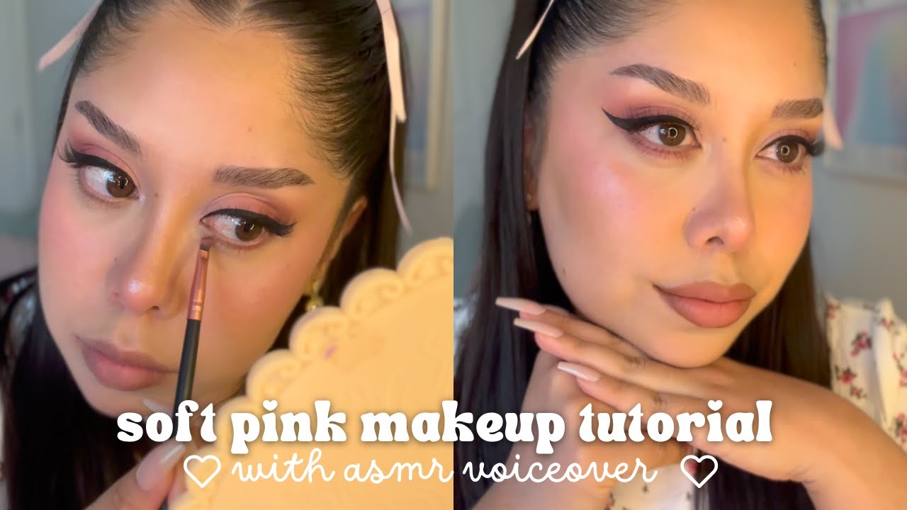 ASMR | ✿ Soft pink makeup tutorial 🍓 (with tingly VoiceOver)