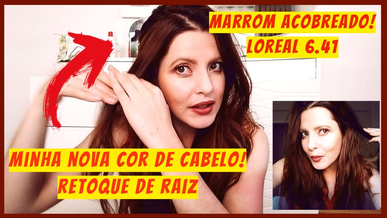 Mudei a cor do meu cabelo - Retoque de raiz com a tinta MARROM Acobreado, 6.41 da Loreal- RESENHA