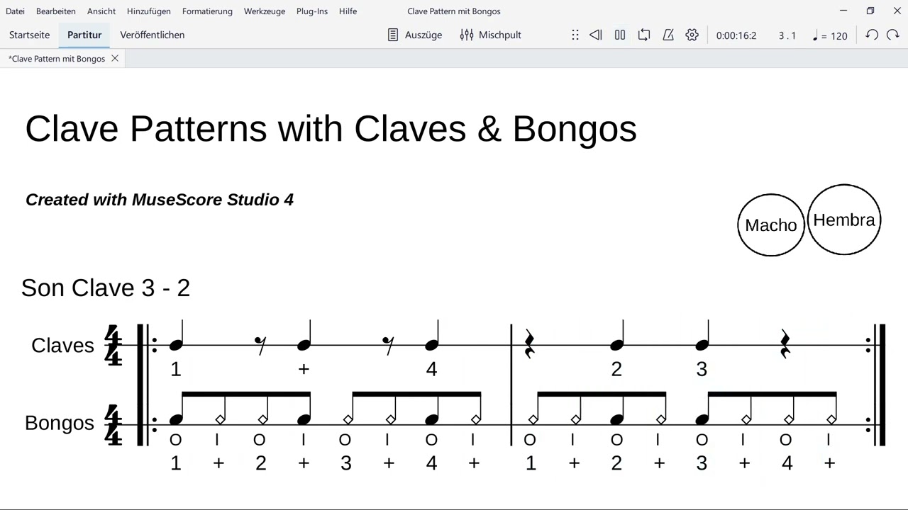 Son Clave 3-2 & 2-3 with Claves & Bongos
