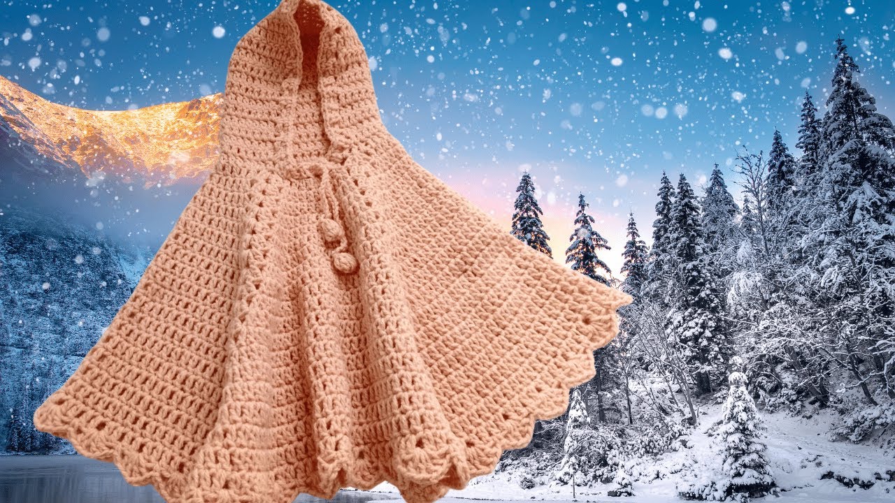 Poncho de crochê infantil - Unisex - Tabela de 1 a 4 anos