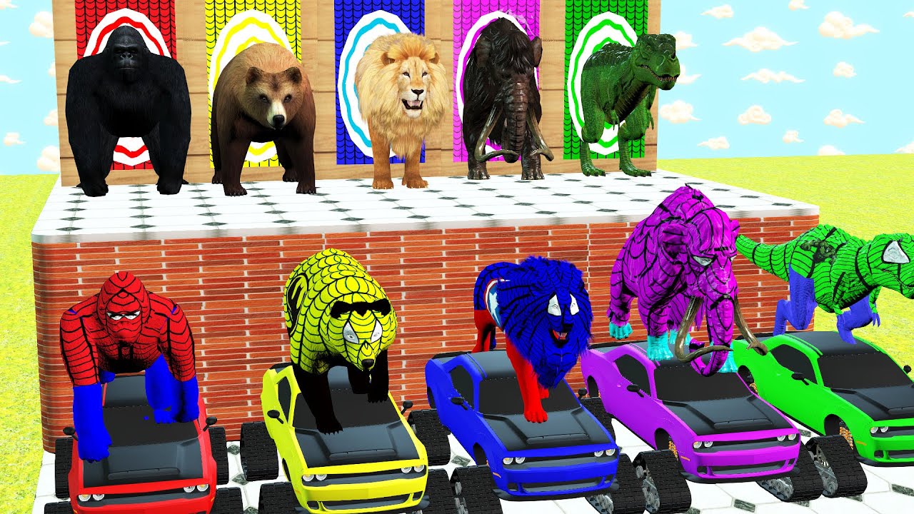 Long Slide Game With Cow Elephant Gorilla Hippopotamus Tiger 3d Animal Game Funny 3d Animals