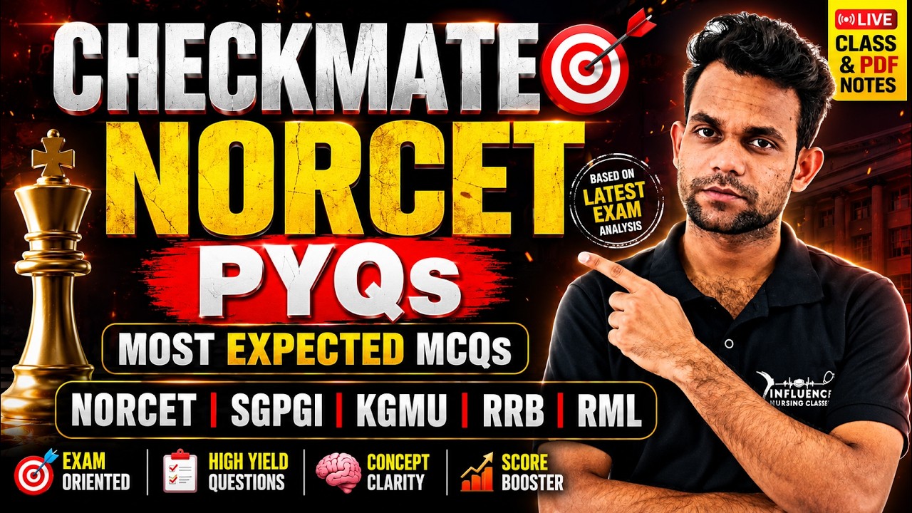 🎯 CHECKMATE #3 | MOST EXPECTED NORCET PYQs | Based on Latest Exam Pattern | SGPGI &bull; KGMU &bull; RRB &bull; RML