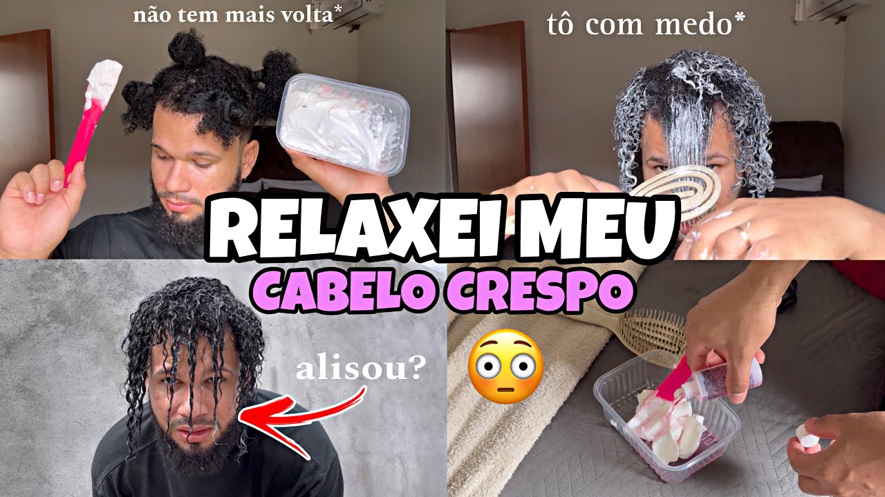 RELAXEI MEU CABELO CRESPO PELA PRIMEIRA VEZ | relaxando meu cabelo, alisou?😭