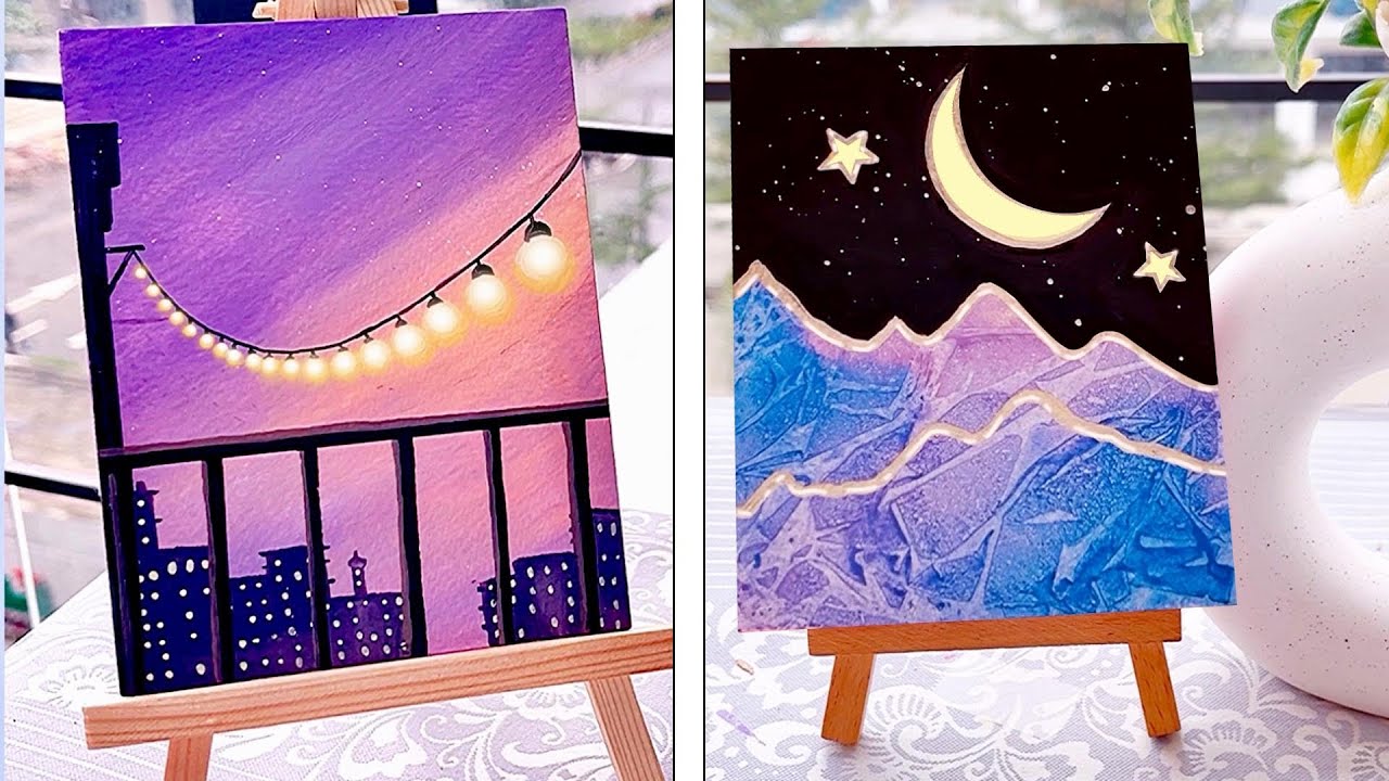 Easy Scenery Painting Ideas for Beginners  || Amazing 8 painting ideas with watercolor and acrylic