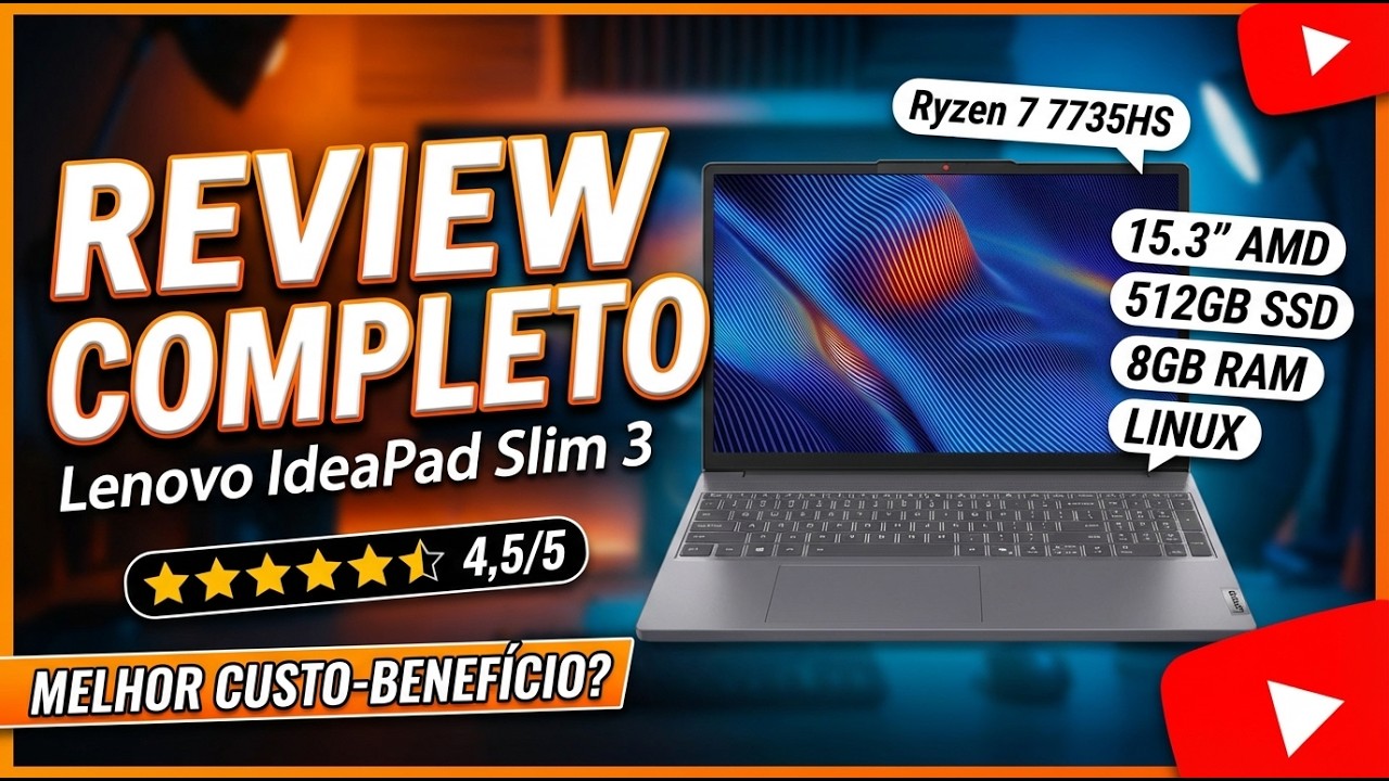 Notebook Lenovo IdeaPad Slim 3 Ryzen 7 VALE A PENA em 2026 ? 🔥 Tela WUXGA, SSD 512GB!